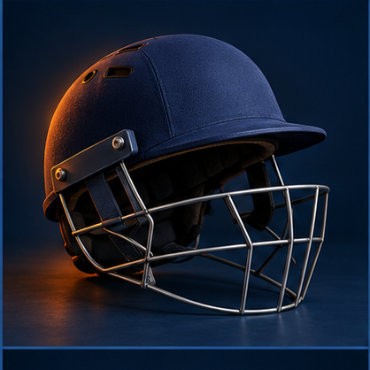 Navy cricket helmet with face guard
