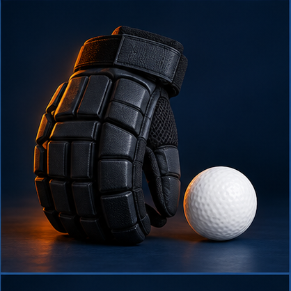 Protective hockey glove and ball